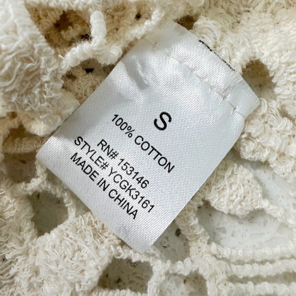 GLG Good Luck Gem Ivory Crochet Button Front Cardigan NWT Size S Boho - Picture 7 of 7